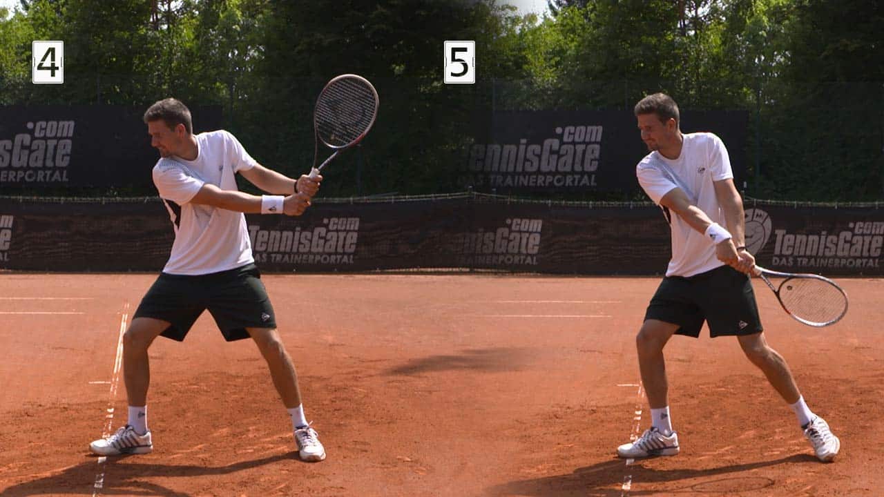 Backswing for the two handed backhand