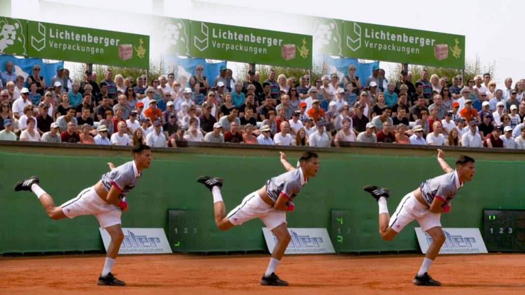 Thiem's Horse Kick while Landing on his Serve
