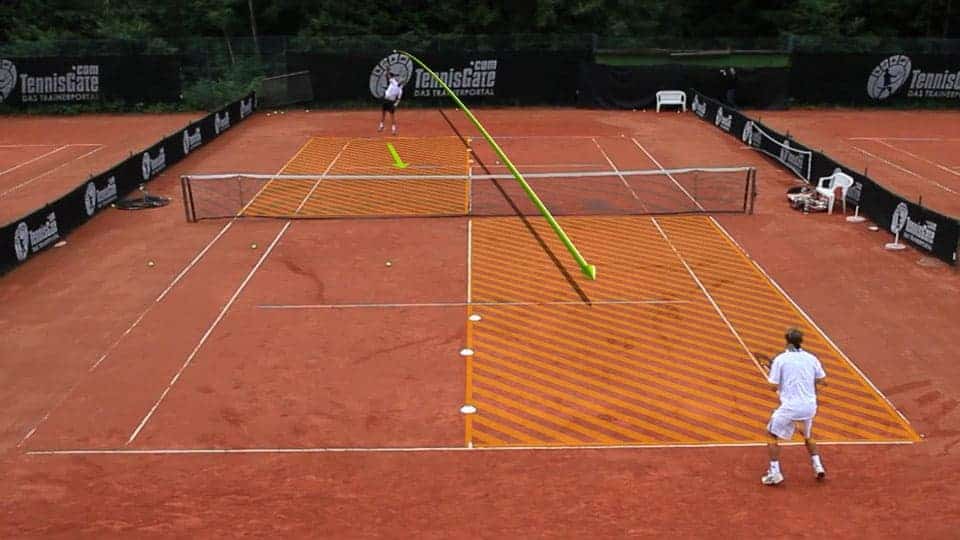 Points: Serve and Volley Crosscourt on half the doubles court.