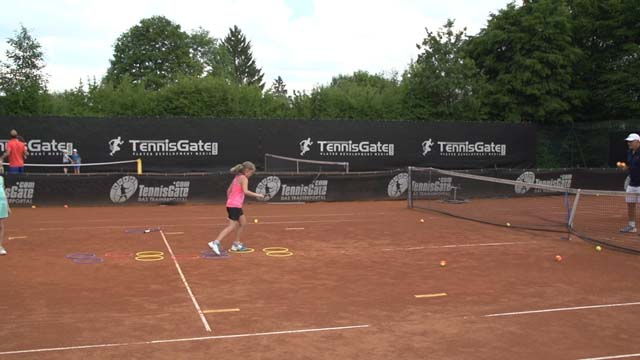 Play the ball with the hand after a split step