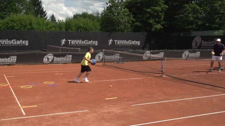 Playing a volley with a medicine ball