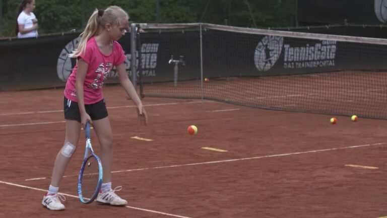 practicing the half volley with a partner from mid court