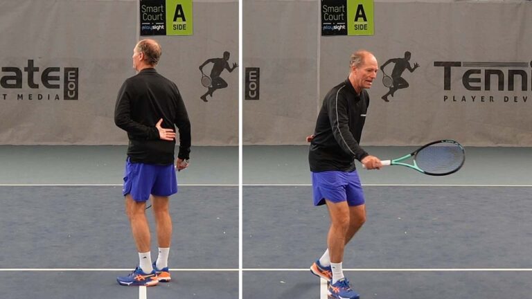 Transitioning from a two-handed volley to a one-handed backhand volley