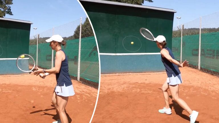 Playing-a-one-handed-backhand-against-the-wall-with-a-control-stroke